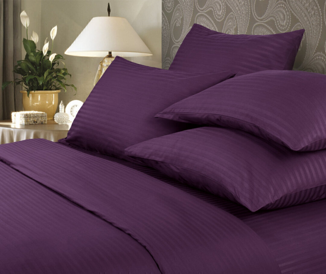 КПБ 1,5сп страйп-сатин (нав 70*70) Verossa Stripe <70012 Violet Скидка>