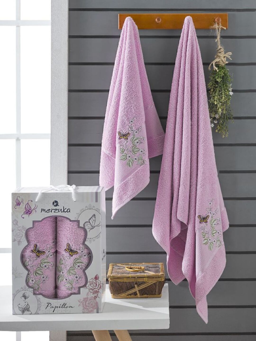 Набор полотенец махровых Papillon Merzuka <2 предмета 50*90+70*140, сиреневый> (арт.10169,10170)