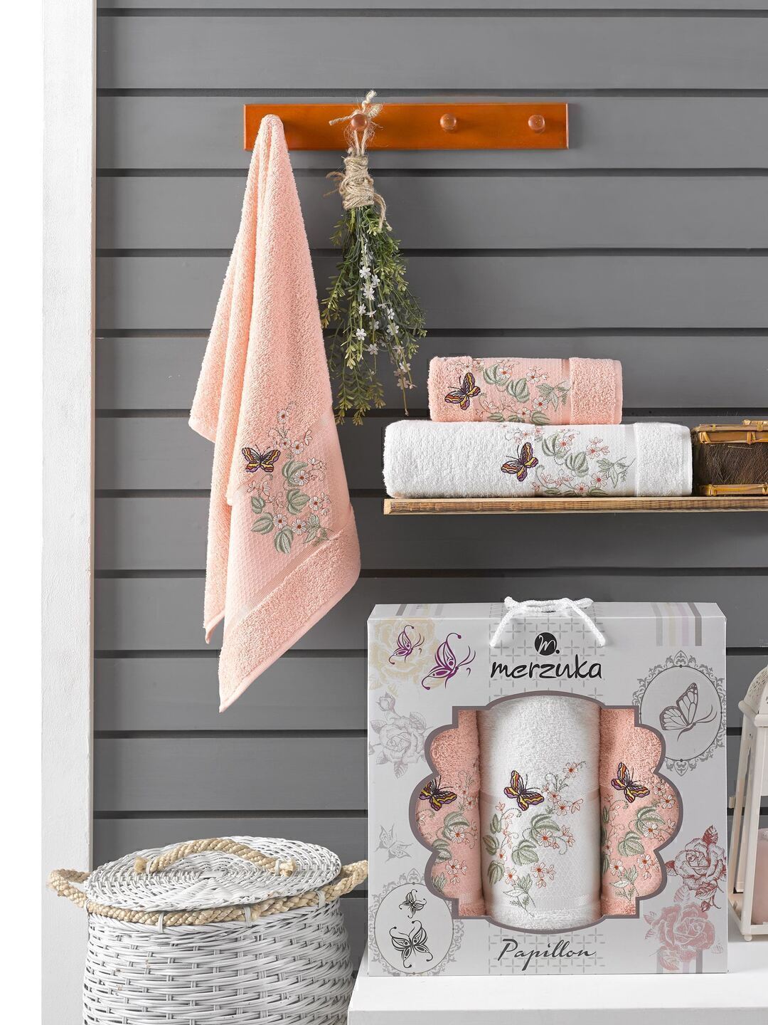 Набор полотенец махровых Papillon Merzuka <3 предмета 50*90-2шт+70*140, оранжевый> (арт.10169,10170)