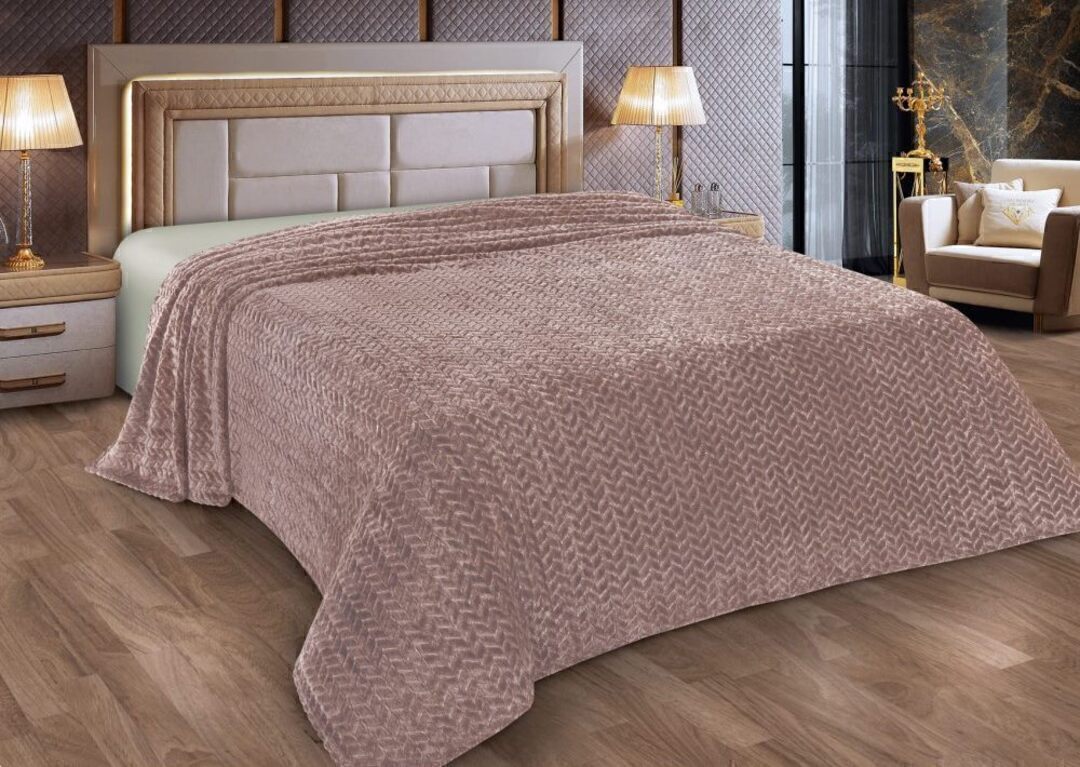 Плед Косичка велсофт Марианна, пыльная роза, 64 А