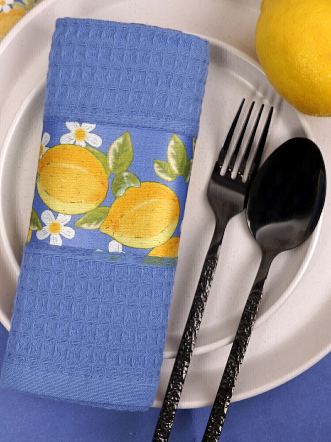 Полотенце вафельное Lemons фотопечать Сафия Хоум, желтый 