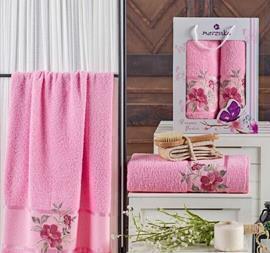 Набор полотенец махровых Dreams Flower Merzuka<2 предмета 50*90+70*140, розовый> (арт.10677, 10678)